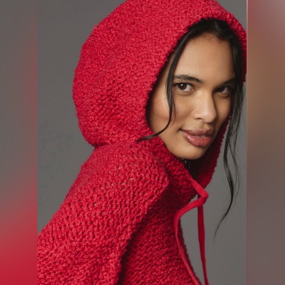 Anthropologie Pilcro Sailcloth Hooded Sweater Raspberry Red Size Small New NWOT - Picture 5 of 9